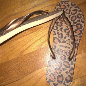 Cheetah print flip flops